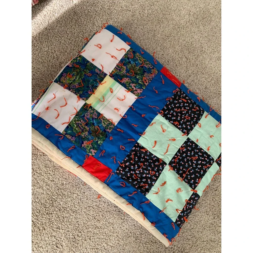 70’s Nine Square Nubby Quilt